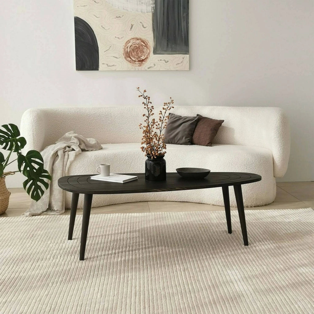 Tavolino da salotto Eugenia, Tavolo basso da caffè, Portariviste per divano, Ripiano da soggiorno, 115x50h38 cm, Antracite