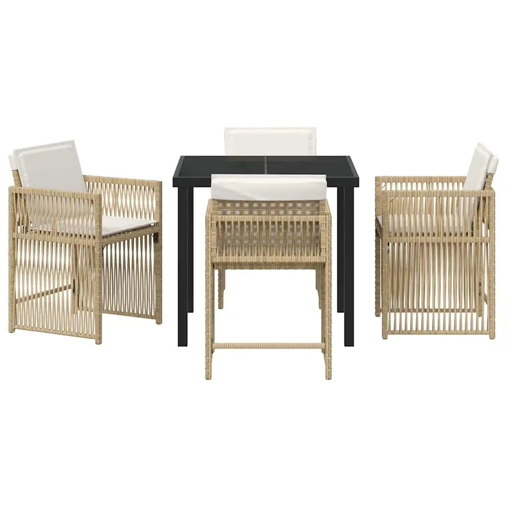 Set da Pranzo per Giardino 5 pcs Beige polyrattan 3380785