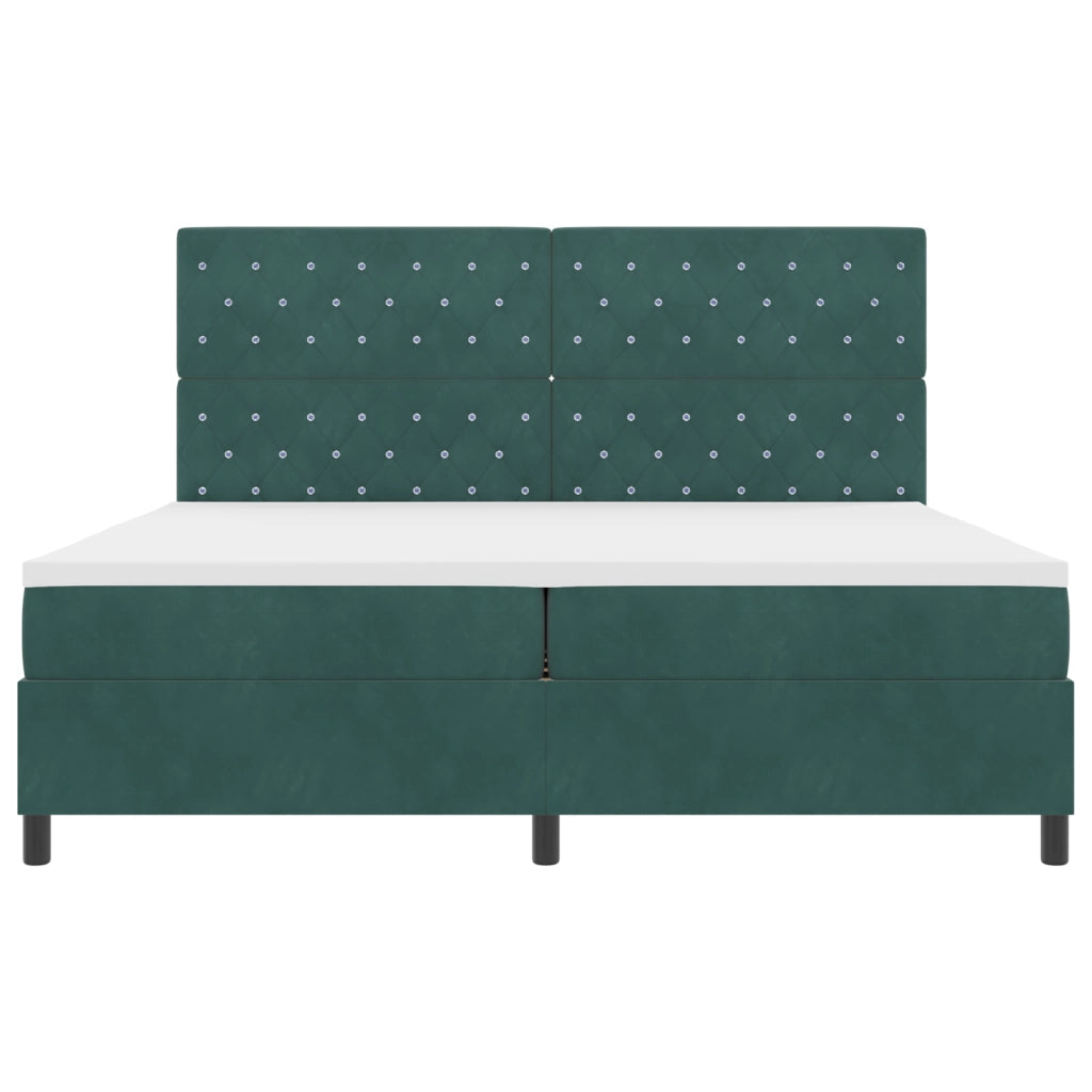 Letto a Molle con Materasso Verde Scuro 200x200 cm Velluto
