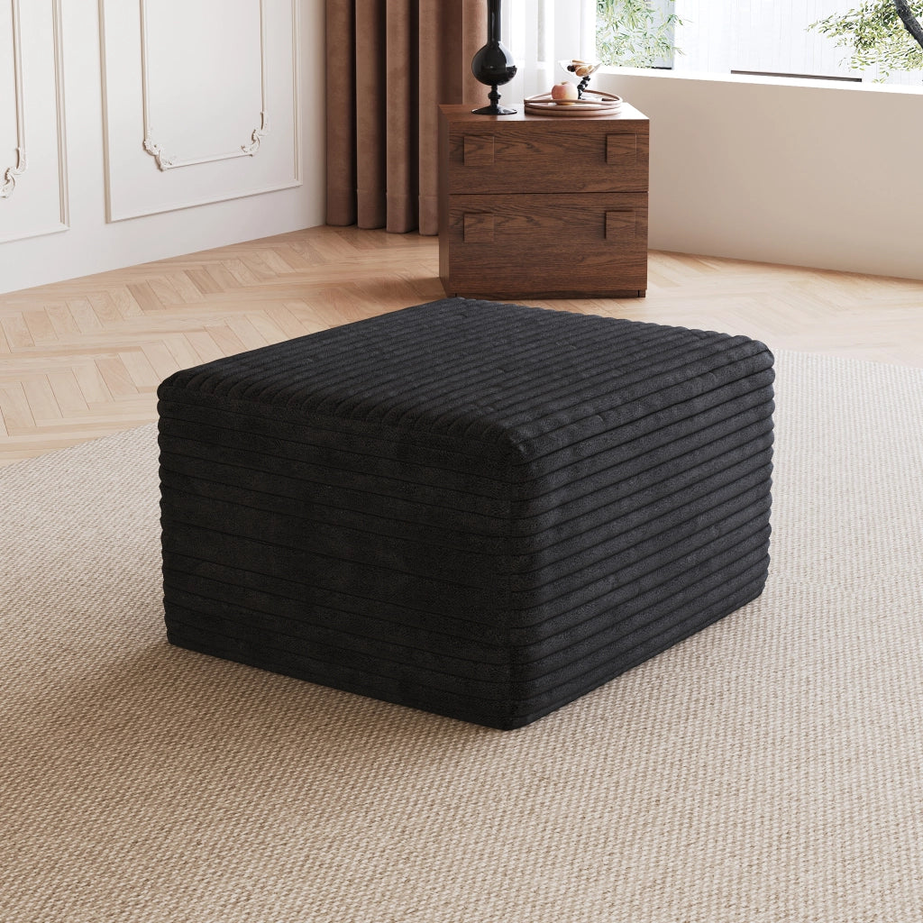 Poltrona pouf in tessuto con schiuma per soggiorno in tessuto nero