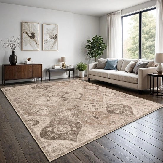 Tappeto a bassa pressione Vintage - Design Bohemien - Antiscivolo - Lavabile - 80x150 cm - Comfort per la stanza moderna - Pavimento