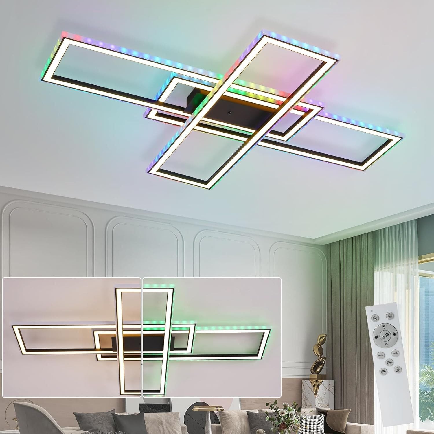 ZMH Lampada da soffitto LED grande dimmerabile telecomando RGB 50W per camera letto