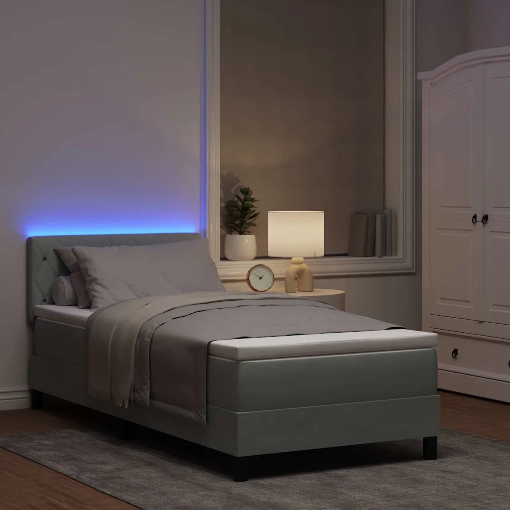 Letto a Sorgente LED con led Grigio chiaro 100 x 200 cm Velluto 3342566