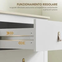 Cassettiera per Camera da Letto a 6 Cassetti con Maniglie in Finta Pelle, 120x40x78 cm, Bianco