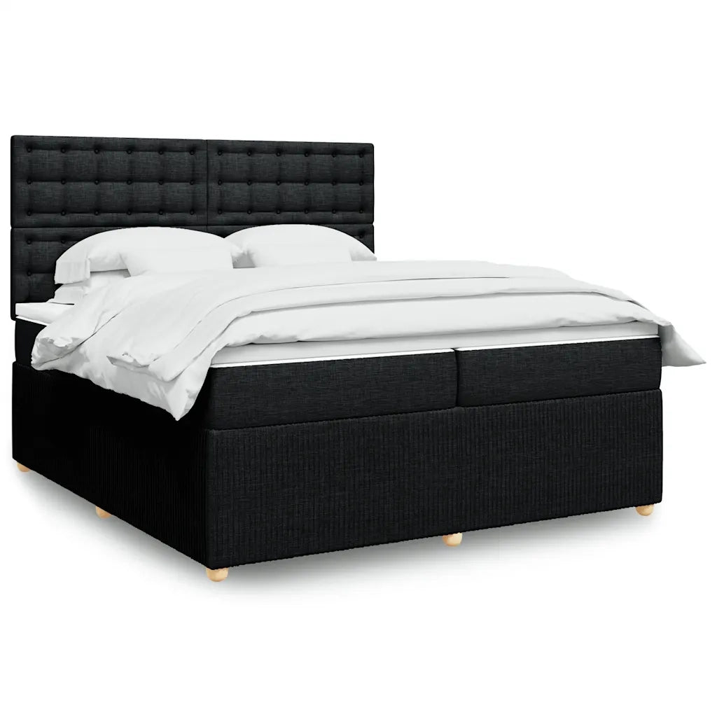 Giroletto a Molle con Materasso Nero 200x200 cm in Tessuto