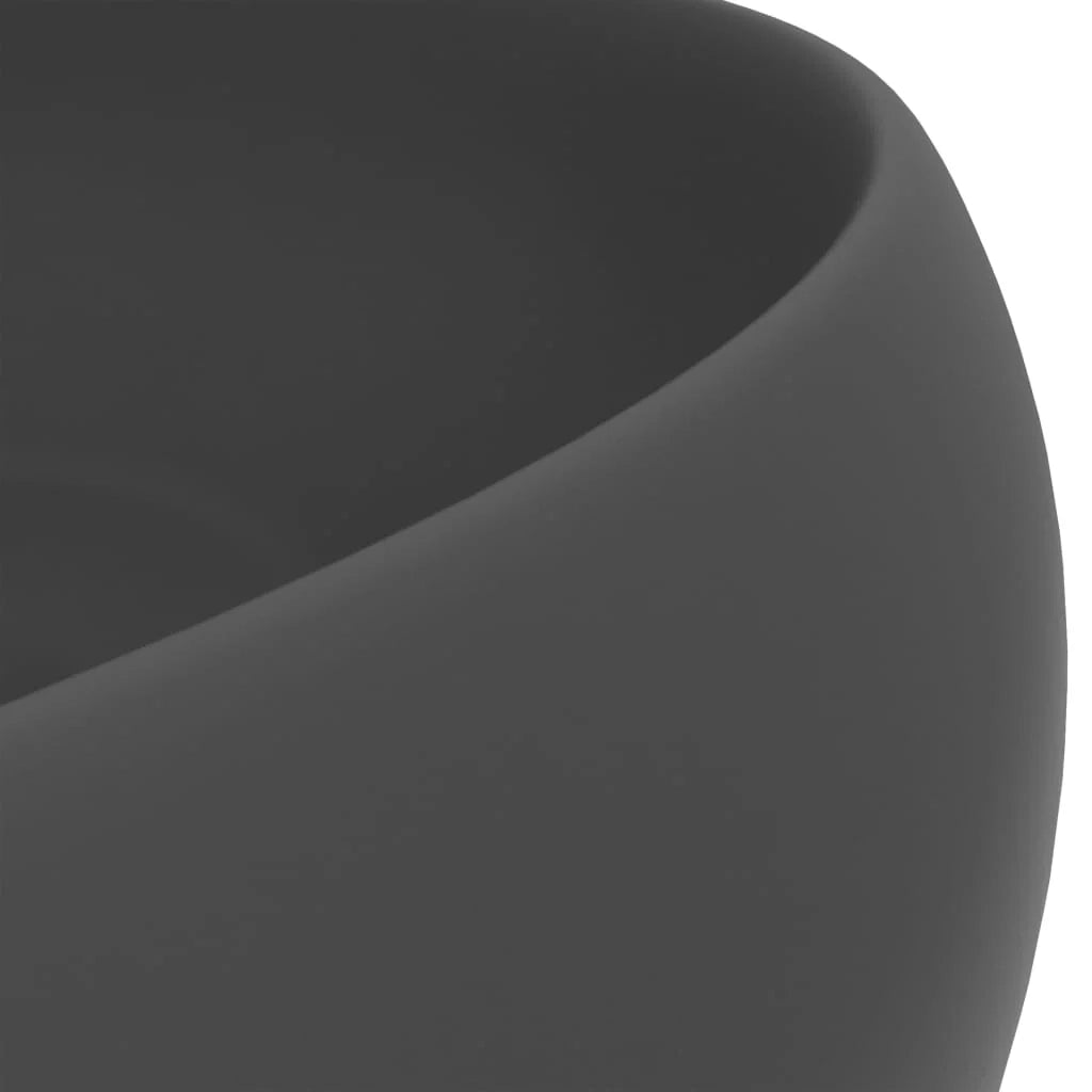Lavabo rotondo di lusso 40 x 15 cm in ceramica grigio scuro opaco 02_0002747