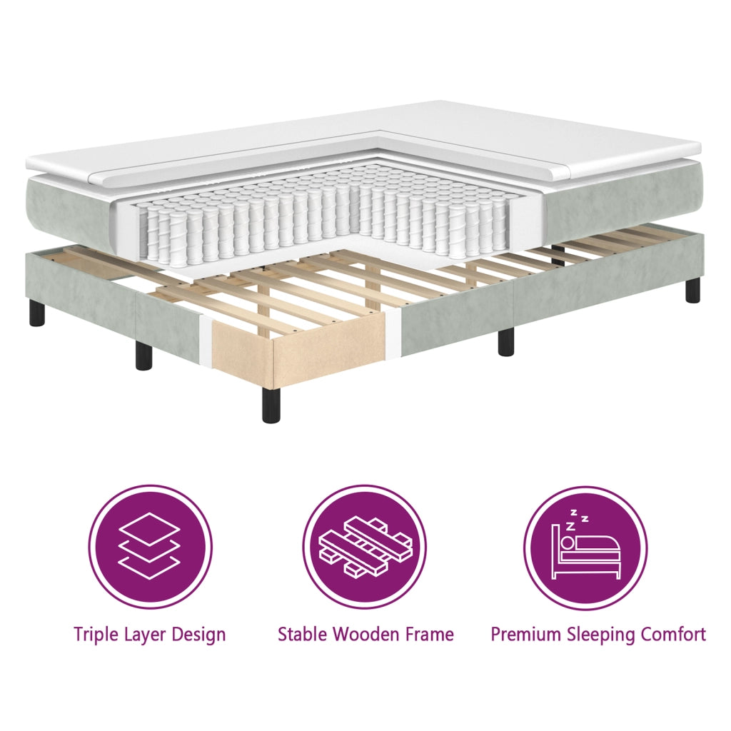 Letto a contenitore con materasso Grigio chiaro 90x190 cm Velluto