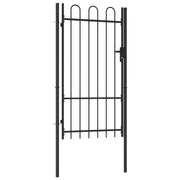 Cancello a Singola Anta con Archi in Acciaio 1x1,75 m Nero cod mxl 53399
