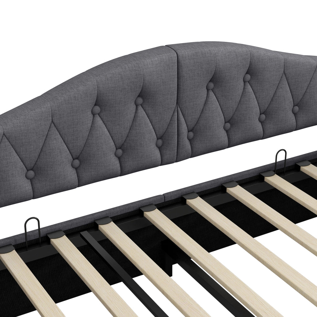 OKWISH Letto a Divano 140×200 cm, Letto Matrimoniale con Contenitore, LED Regolabile e Vano Contenitore, senza Materasso, Grigio