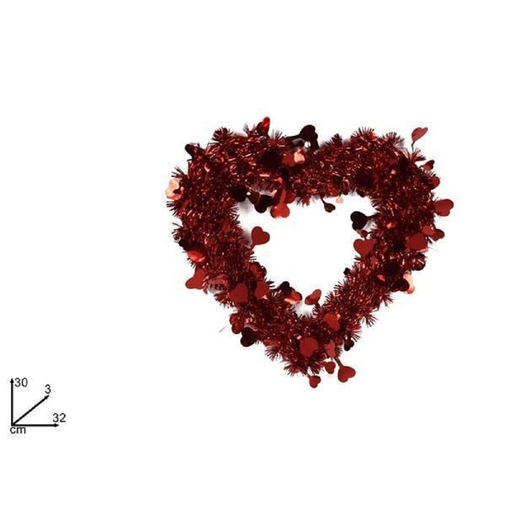 Trade Shop - Ghirlanda A Forma Di Cuore Rosso Con Cuoricini Decorazione San Valentino M18-50 -