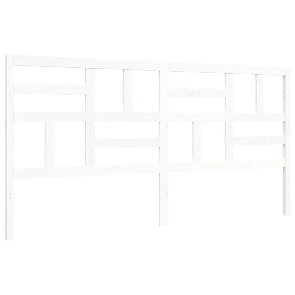 Giroletto con Testiera Bianco 200x200 cm in Legno Massello 3194917