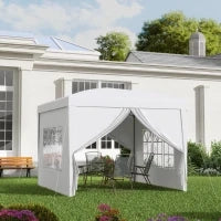 Gazebo 3x3 m Pieghevole e Impermeabile con Pannelli Laterali, in Acciaio e tessuto Oxford, Bianco