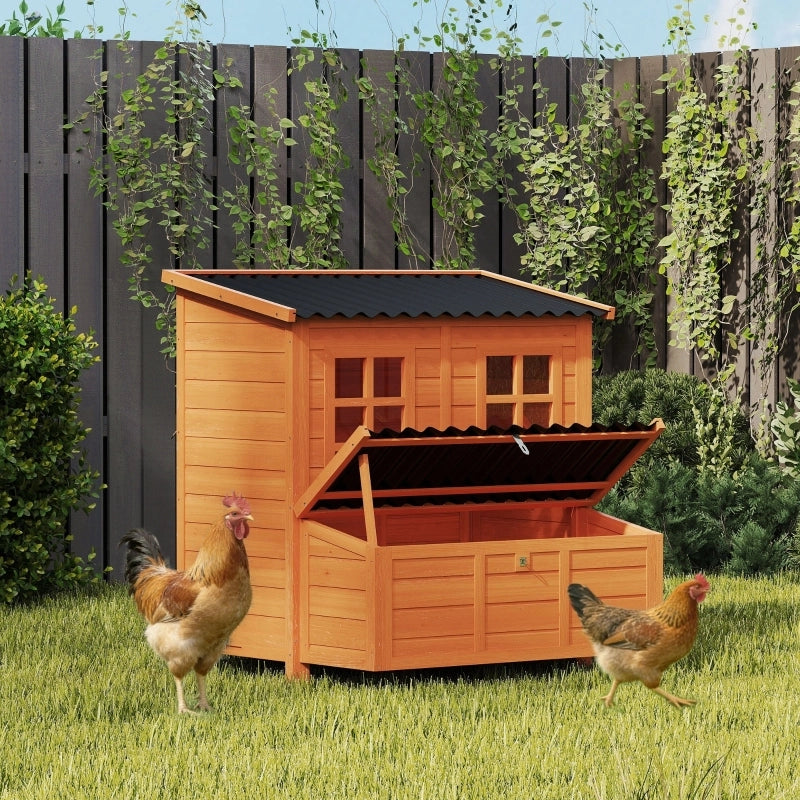 GALLINARIO per 4-6 galline 100x86x100 cm legno di abete e plastica arancione