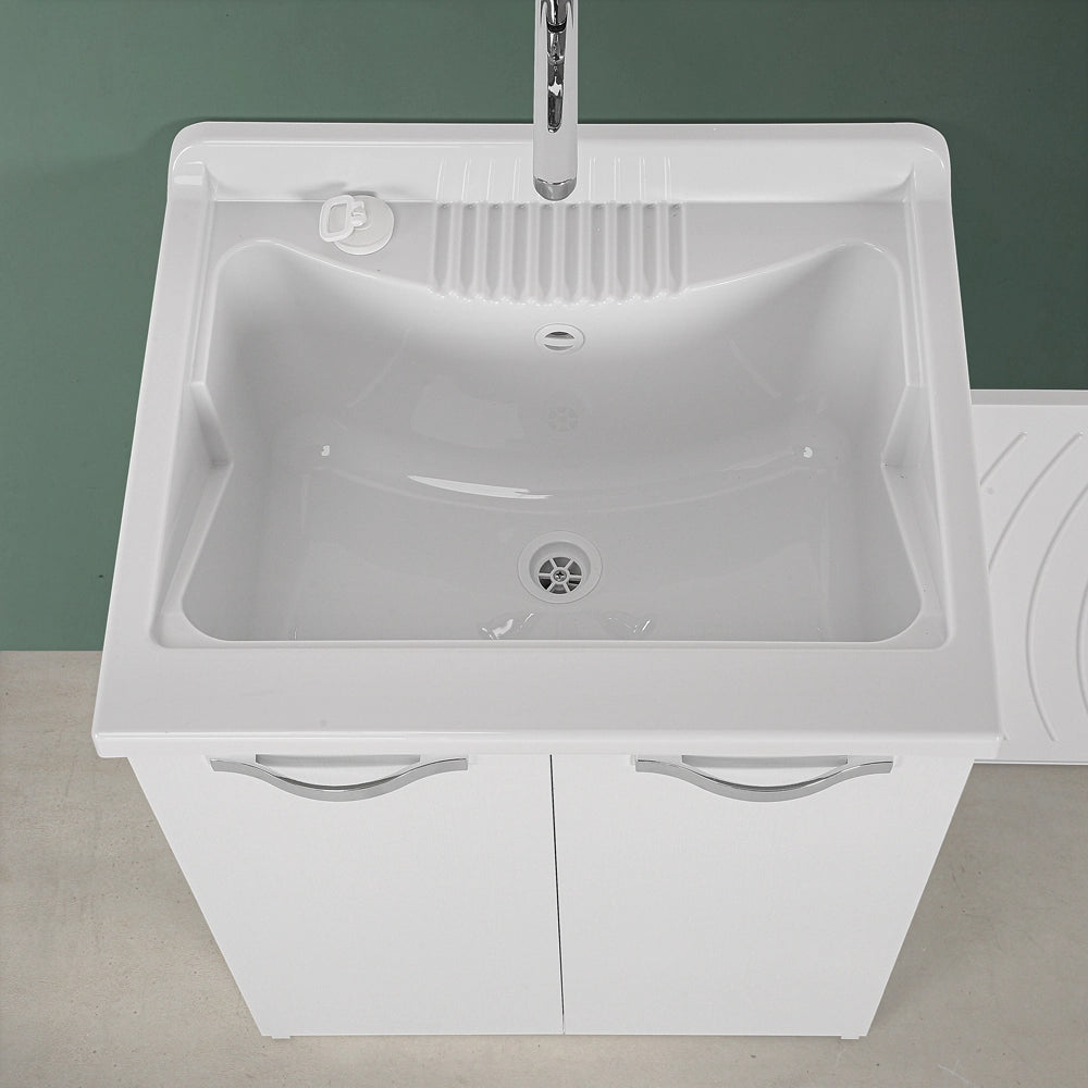 Mobile lavatoio 60x50cm salvaspazio in legno bianco 2 anta linea Pilar