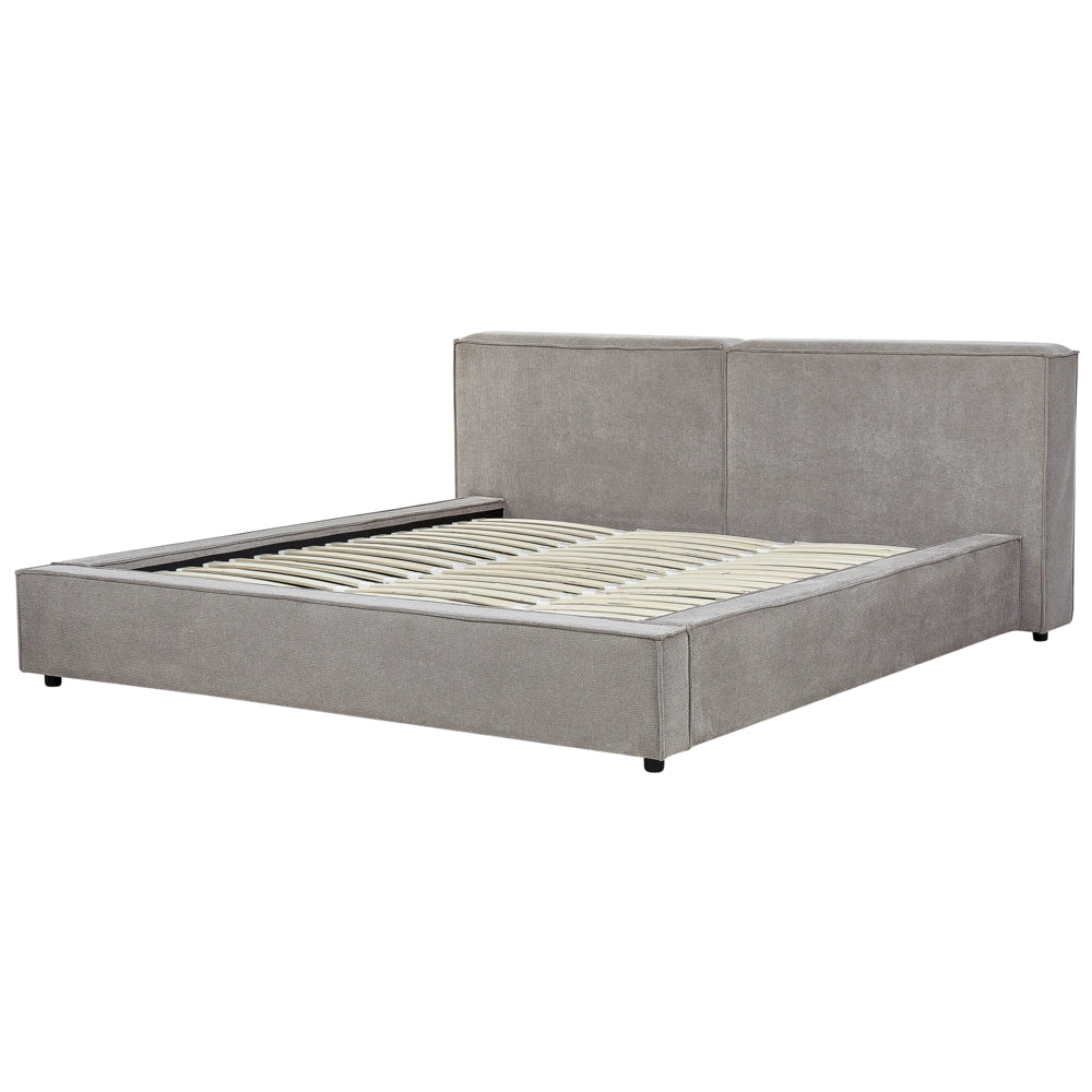 Letto matrimoniale in velluto a coste con struttura a doghe grigio 180 x 200 cm stile classico camera da letto