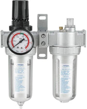 Regolatore di filtro dell'aria 1/2 pollice - Regolatore oli-acqua - Precisazione del filtro 40um - Lega di alluminio - Pressione massima di lavoro 1 MPa - Protegge gli attrezzi per aria compressa - Filtro dell'aria
