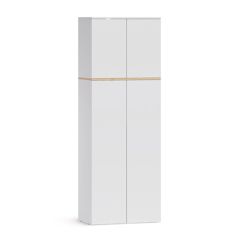 Armadio alto Viktor Bianco/Rovere artigianale 68 x 188.6 cm con 8 scomparti chiusi Vicco