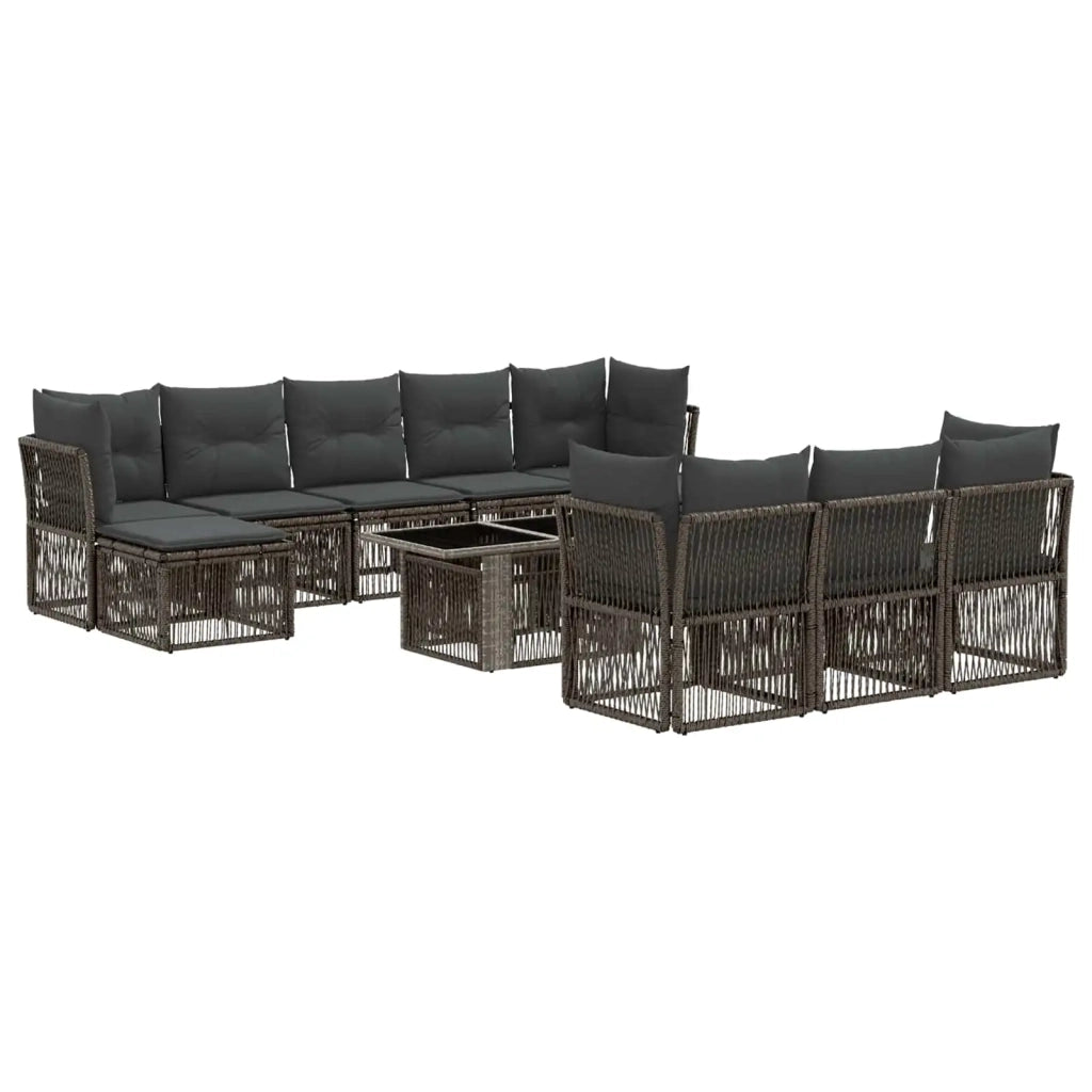 Set Divano da Giardino 11 pz Grigio polyrattan 3436538