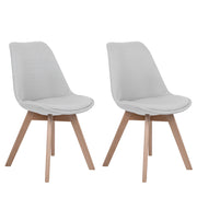 Set di 2 sedie da pranzo con gambe in legno eleganti in ecopelle grigio chiaro