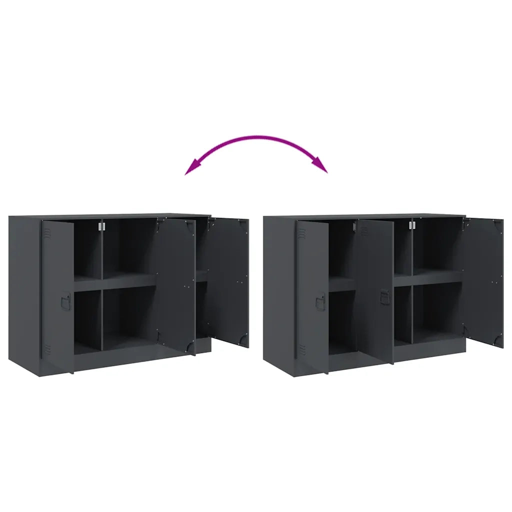 Credenza | Madia | Buffet da pranzo | Armadio da pranzo Antracite 99x39x73 cm in Acciaio