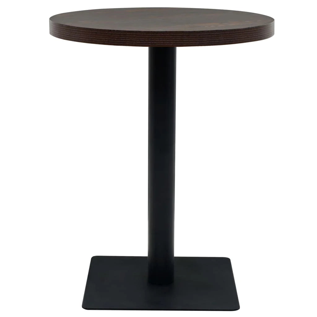 Tavolo alto stile bar/bistrot rotondo MDF e acciaio 60 cm marrone cenere scuro 0902110