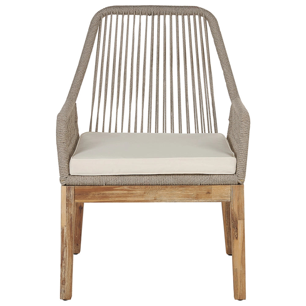 Set da pranzo da giardino con 6 sedie Grigio e Beige Legno chiaro Cemento Acacia 190 x 100 cm Mobili da giardino
