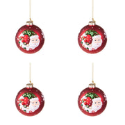Palline con Babbo Natale e Fiocco di Neve Rosse Formato: 100 mm
