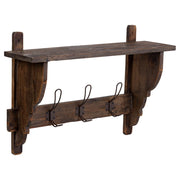 Appendiabiti da parete in legno e metallo con 3 ganci 61x18,5x41,5h cm