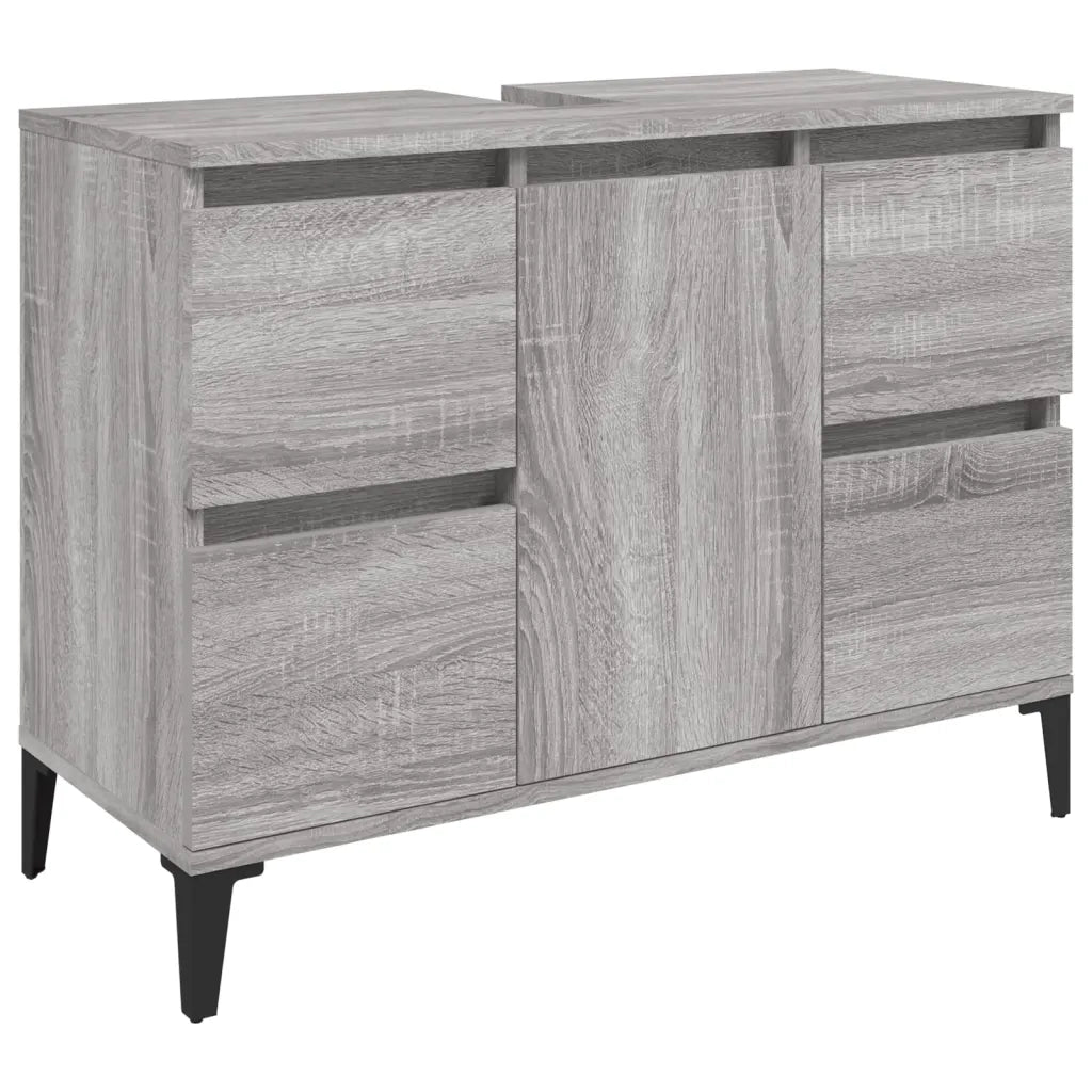 Set Mobili da Bagno 3 pz Grigio Sonoma in Legno Multistrato 3185611