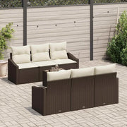 Set di divani con cuscino 7 pcs Marrone e Crema polyrattan 3355277