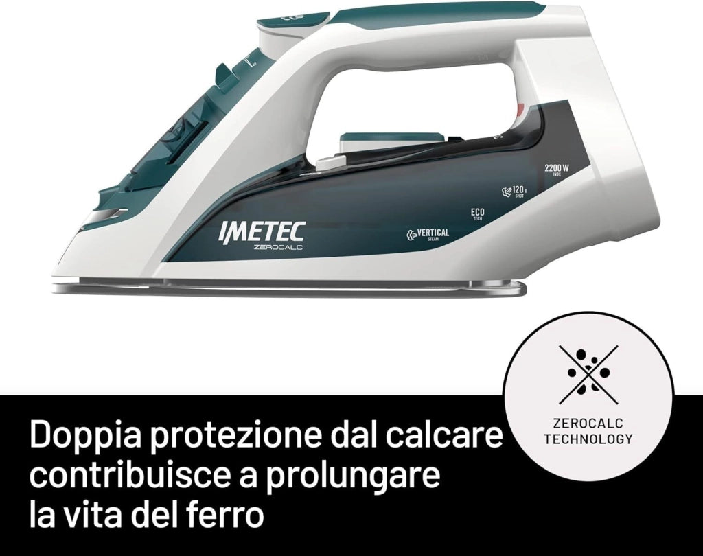 Imetec ZeroCalc Z1 2500 Ferro da Stiro a Vapore 250 ml 2200 W Colpo di Vapore 120g