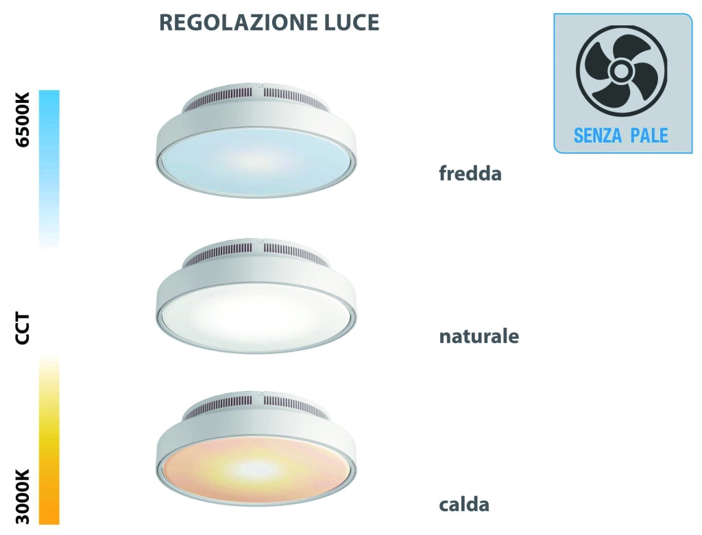 Ventilatore Plafoniera LED ZVP5 senza Pale con Luce Bianca Regolabile