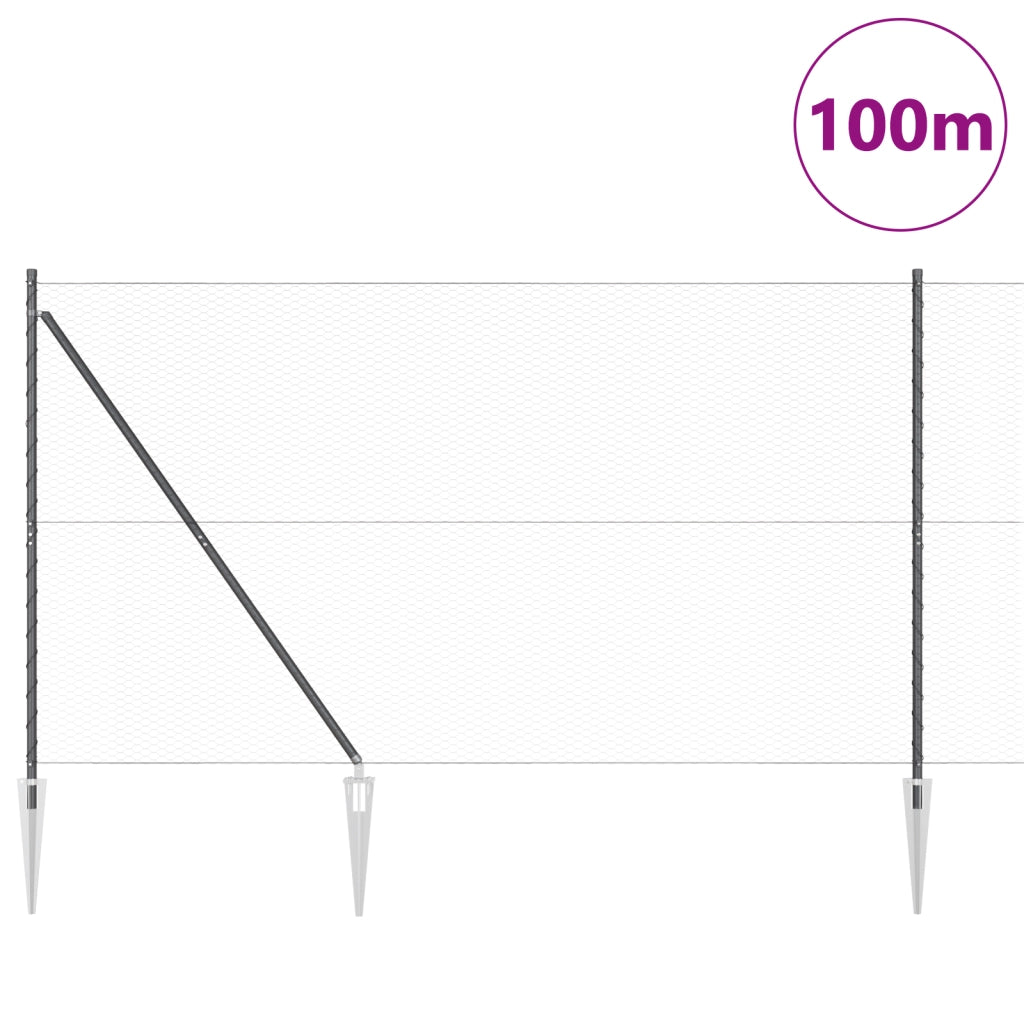 Recinzione Esagonale  Grigia 1.5x100 m Acciaio