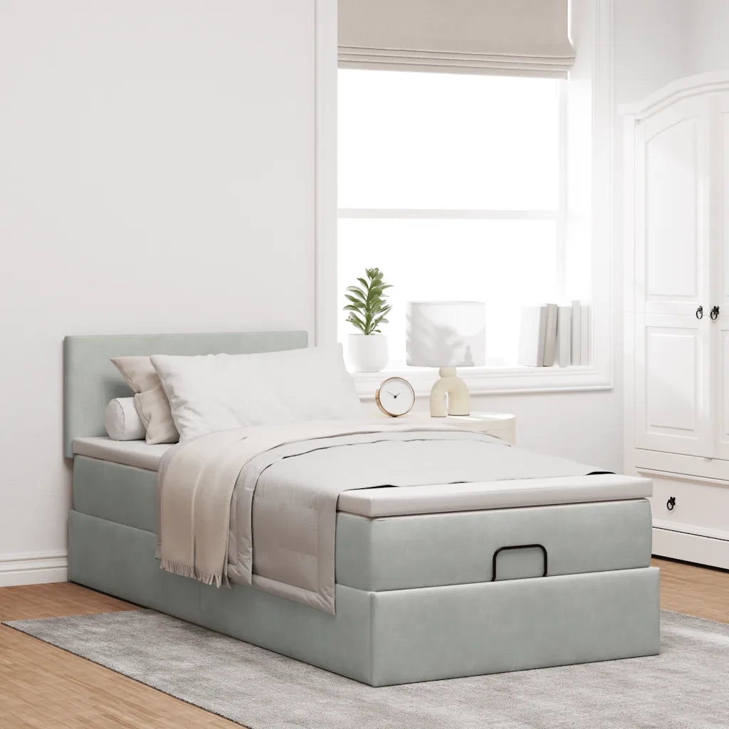 Struttura Letto Pouf con Materasso 90x200 cm in Velluto 3311675