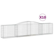 Cestini gabbioni recinzione a gabbia muro di contenimento ad arco 10 pezzi 400 x 50 x 80/100 cm ferro zincato argento 02_0040304