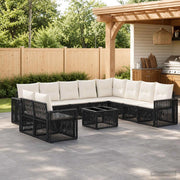 Set Divano da Giardino 11 pz Nero e Bianco Crema polyrattan 3435172