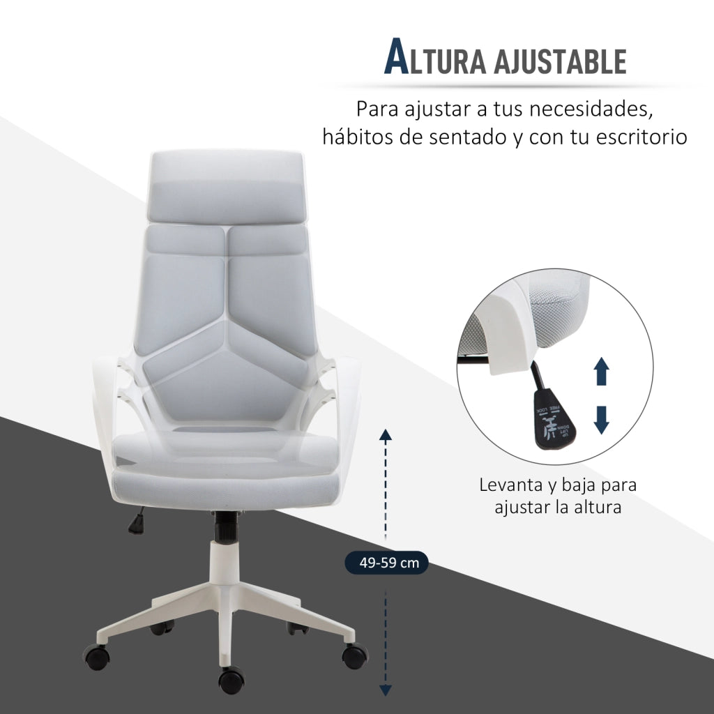 Sedia da Ufficio Giratoria con Schienale in Rete e Altezza Regolabile ¨C zephmum ¨C Grigio 63x63x117-127 cm