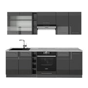 Cucina componibile Fame-Line Antracite lucido/Antracite 235 cm, PL Marmo Vicco