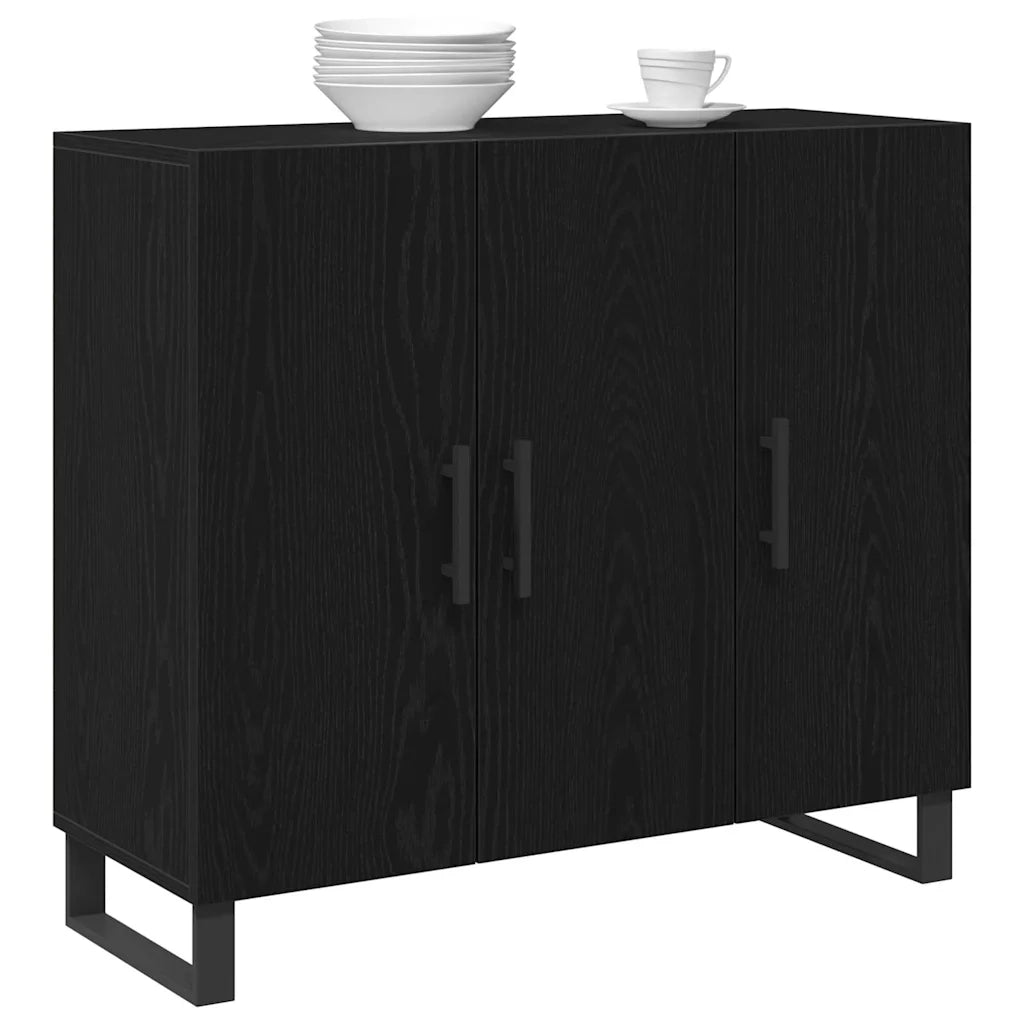 Credenza Rovere Nero 90 x 34 x 80 cm Legno multistrato 862955