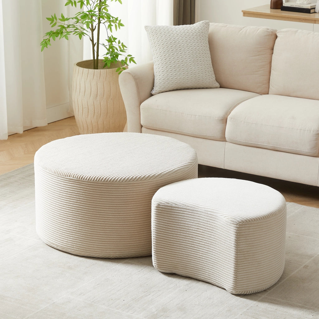 Tavolino da caffè set 2 pezzi in tessuto - per soggiorno - 84×28×28 cm - beige
