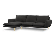 Cosmopolitan Design - Divano angolare sinistro "Vienna" 5 posti in bouclé nero 
