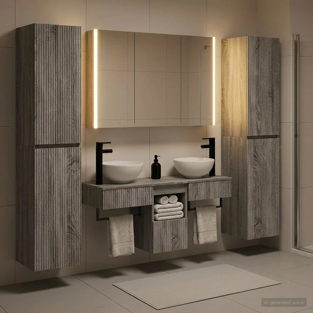 Set di mobili per il bagno 6 pcs Sonoma grigio 3407188