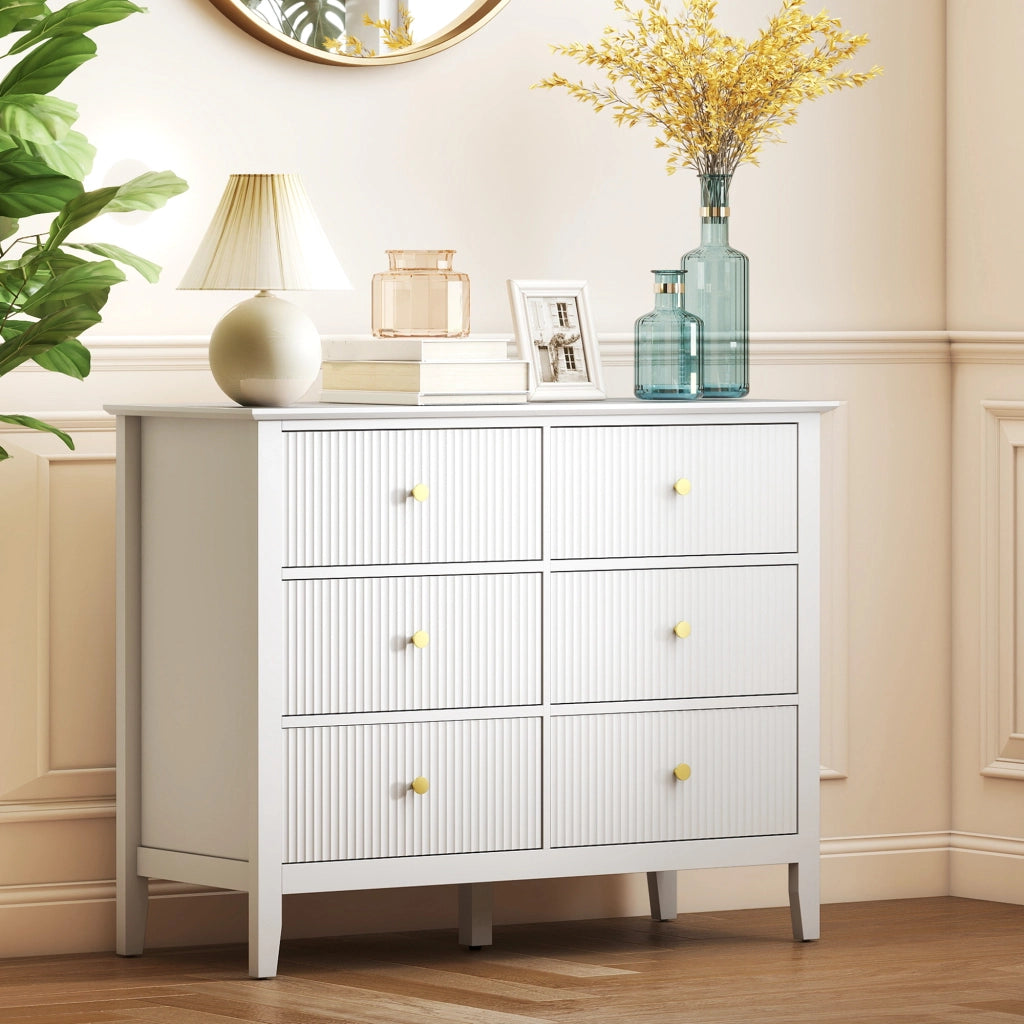 Cassettiera Sideboard con 6 Cassetti ¨C zephmum ¨C 100x40x78 Bianco
