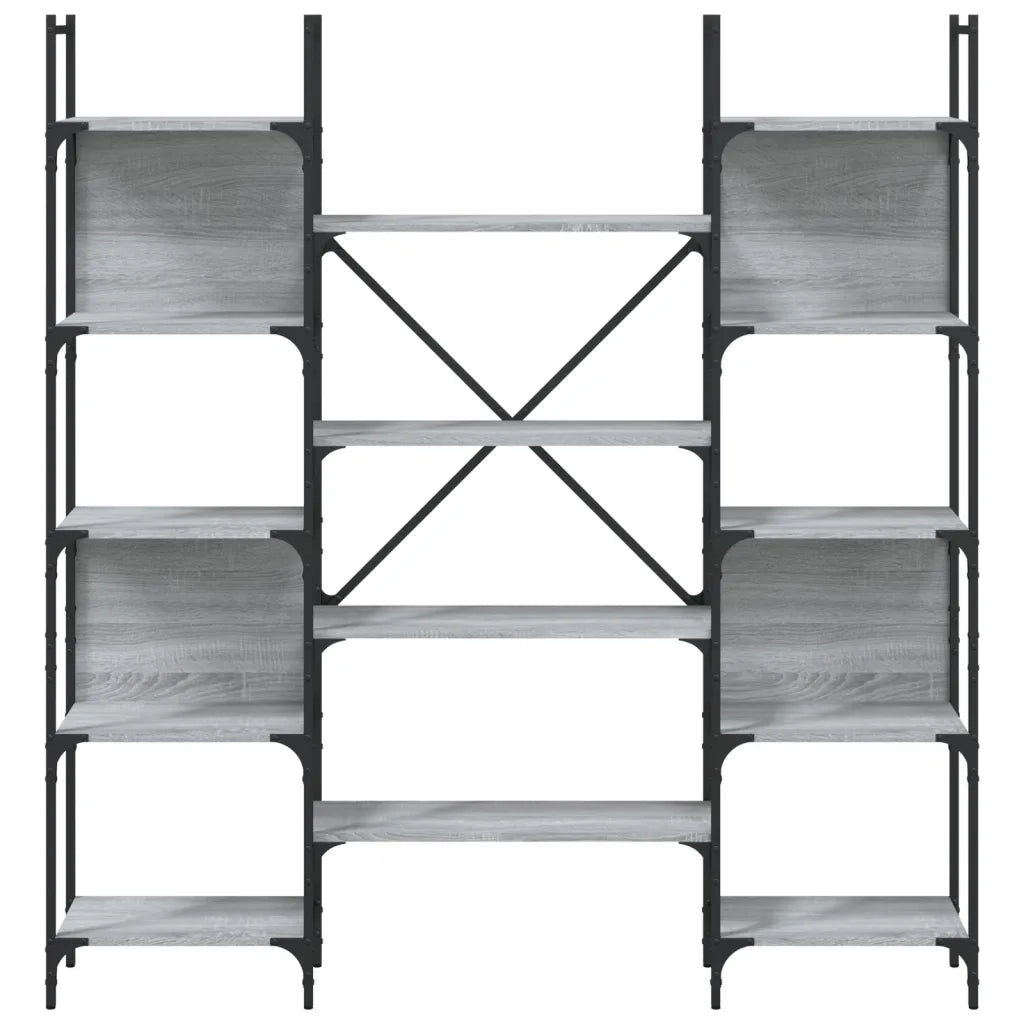 Libreria-Scaffale per Libri-Mobile di Stoccaggio Grigio Sonoma 155,5x24x166,5 cm in Legno Multistrato