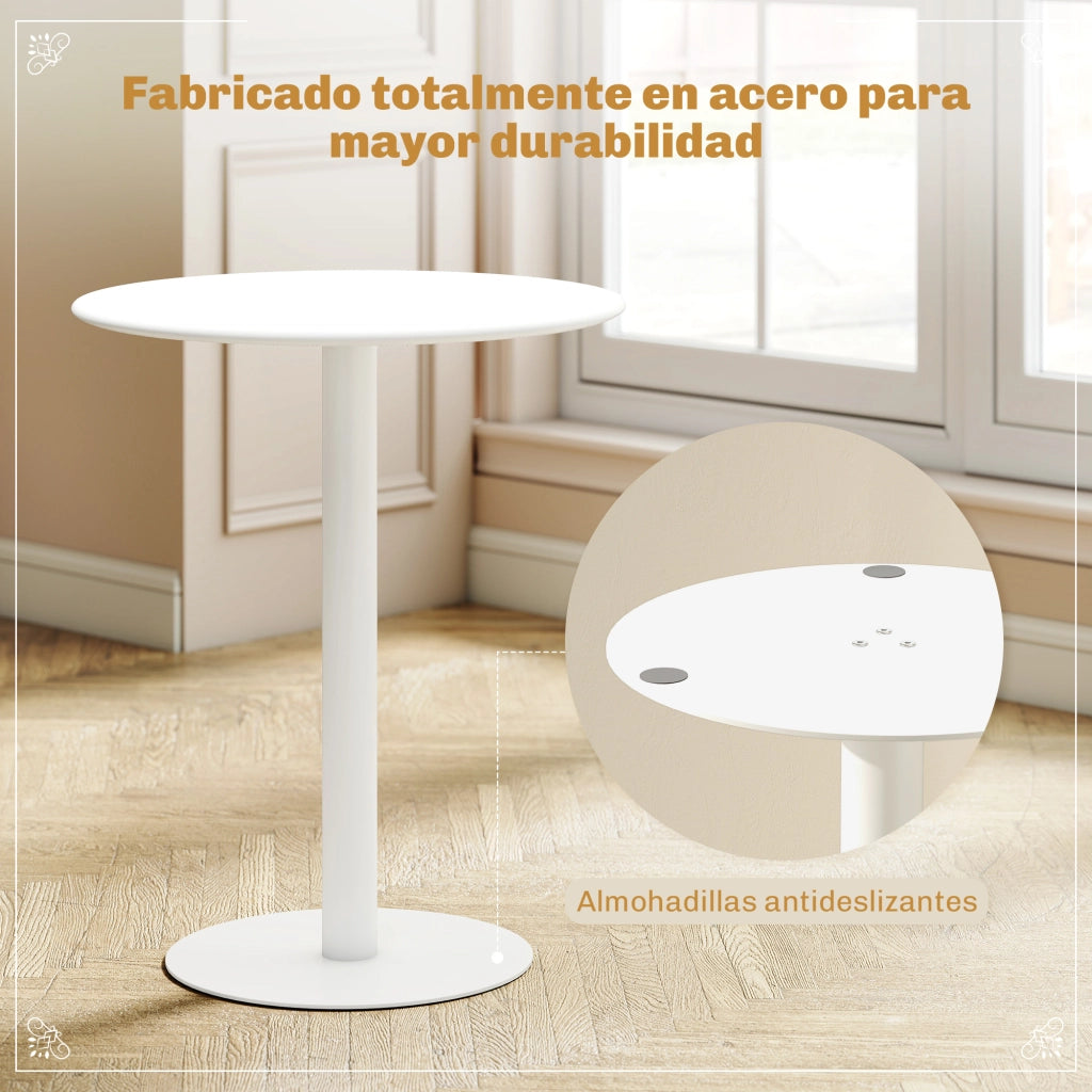 Tavolo da pranzo rotondo per 2 persone ¨C zephmum ¨C acciaio bianco ?60x72 cm