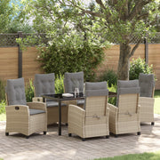 Set da Pranzo da Giardino con Cuscini Beige Rattan Polyrattan
