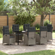 Set da pranzo da giardino 7 pezzi con cuscini Grigio Polyrattan