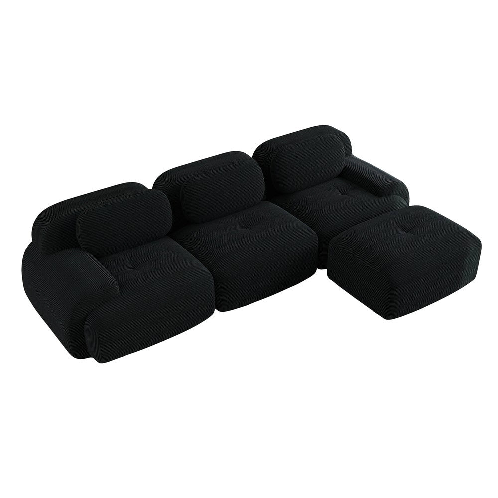 Divano angolare imbottito ¨C Minimal ¨C corda nero braccioli larghi 3 posti
