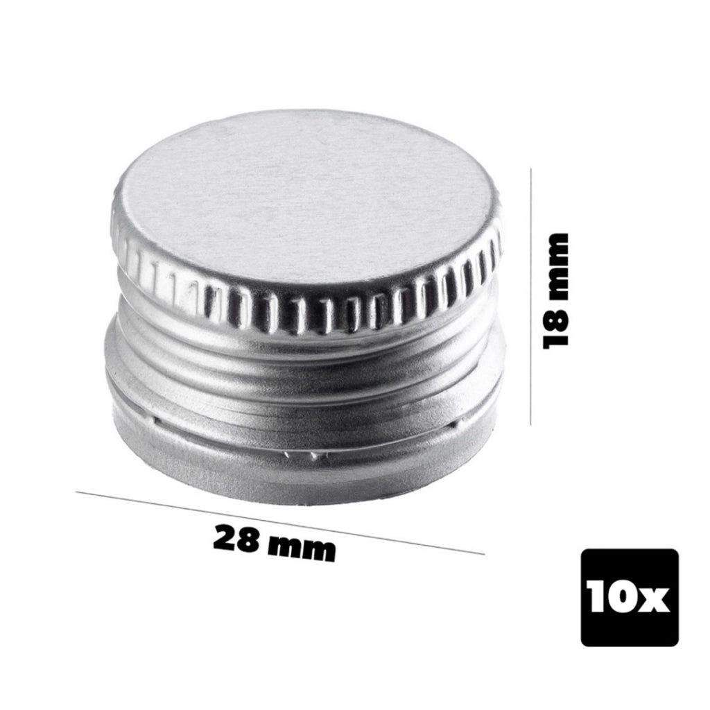 Tappi per bottiglie KADAX Fi28, tappi a vite, 10 pezzi, colore argento.