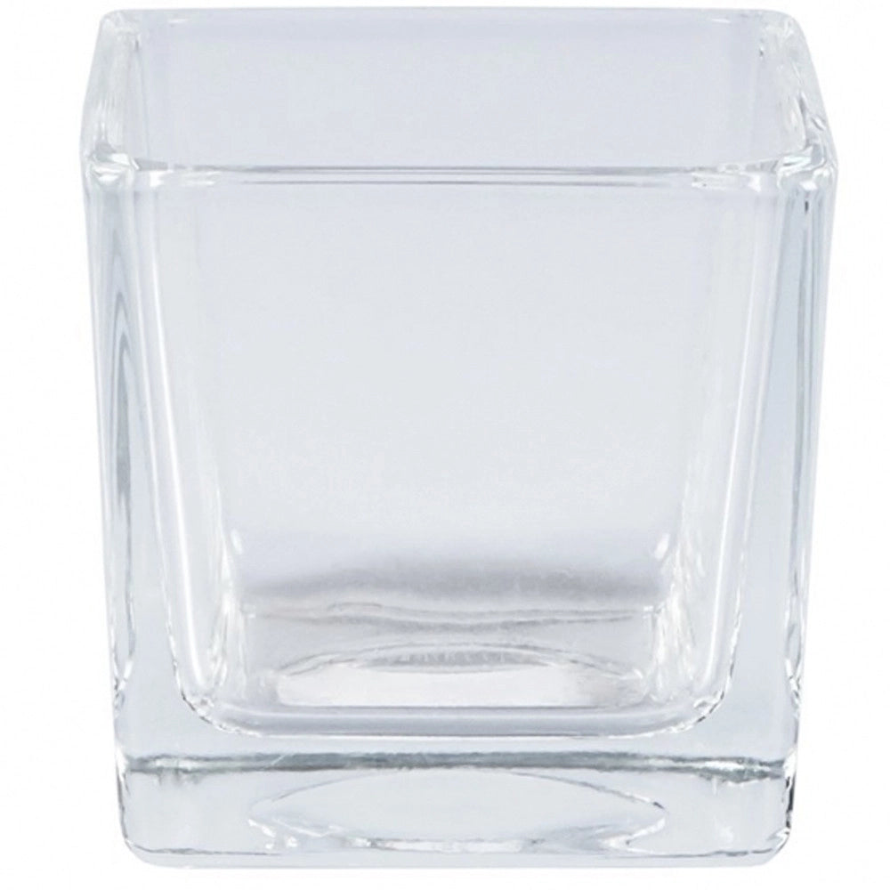Trade Shop - Vaso Cubo 10x10x10 Cm Cristallo Vetro Candele Confetti Porta Fiori Porta Pianta -
